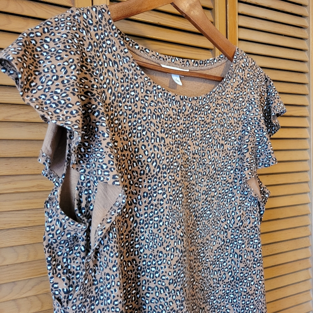 Goodthreads Leopard Print Dress with Ruffled Sleeves